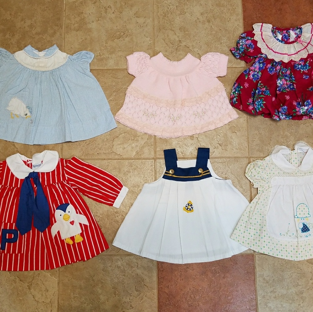 6 Vintage Infant Dresses; Sizes 3 -12 mo